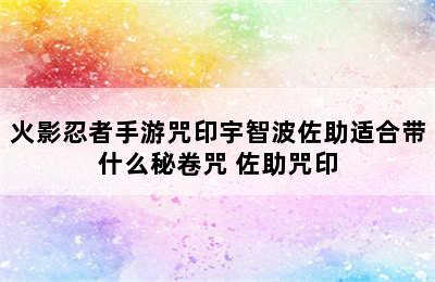 火影忍者手游咒印宇智波佐助适合带什么秘卷咒 佐助咒印